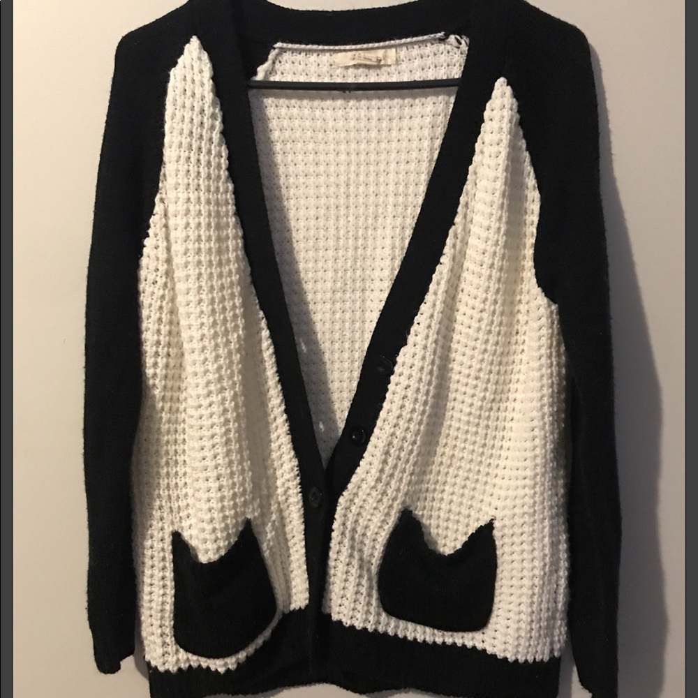 Black and White Forever 21 Wool Cardigan